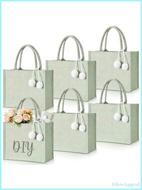 6 Pack Bridesmaid Canvas Tote Bags DIY Blank Wedding Totes